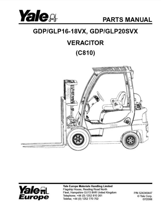 Yale GDP/GLP16-18VX, Yale GDP/GLP20SVX Forklift Parts Manual - Image 2