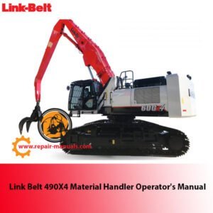 Operator's Manual for Link Belt 600X4 Material Handler, displaying the title and relevant diagrams for user guidance