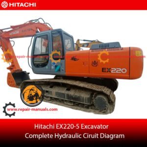 Complete hydraulic circuit diagram for Hitachi EX220-5 excavator, illustrating system layout and functional components