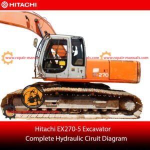 Diagram of the hydraulic circuit for Hitachi EX270-5 excavator, showing all parts and their interconnections