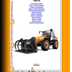 JCB TM310 Agricultural Teletruk Service Repair Manual cover featuring the model and technical illustrations