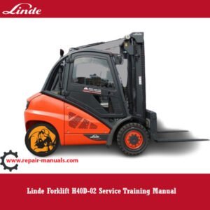 Cover of the Linde Forklift H40D-02 Service Training Manual, highlighting essential service information
