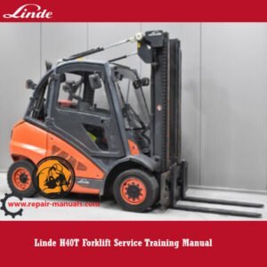 Linde H40T Forklift Service Training Manual cover featuring the model and training details for operators and technicians