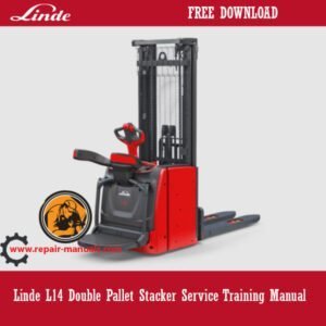 Linde L14 Double Pallet Stacker Service Training Manual cover featuring the model and training details
