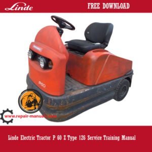 Linde P60Z Electric Tractor Service Training Manual cover featuring the tractor and technical illustrations
