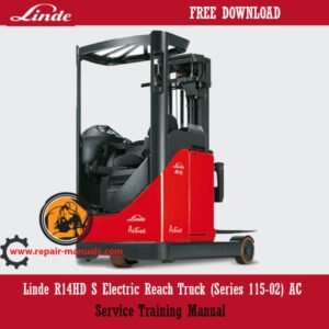 Linde R14HD S Electric Reach Truck Service Training Manual, displaying the truck and key service training visuals