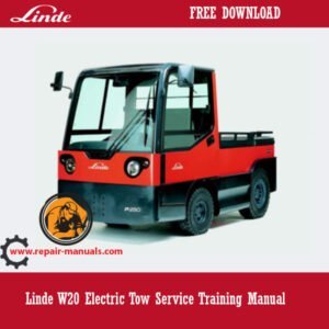 Linde W20 Electric Tow Service Training Manual, showcasing the title and an image of the electric tow service equipment