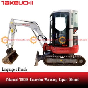 Takeuchi TB23R Excavator Workshop Repair Manual, showcasing the title and technical diagrams for repair guidance
