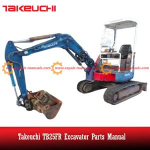 Parts manual for Takeuchi TB25FR Excavator, displaying an image of the excavator and detailed parts information