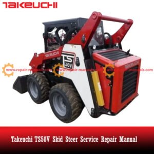 Service repair manual for Takeuchi TS50V Skid Steer, showcasing detailed diagrams and maintenance instructions