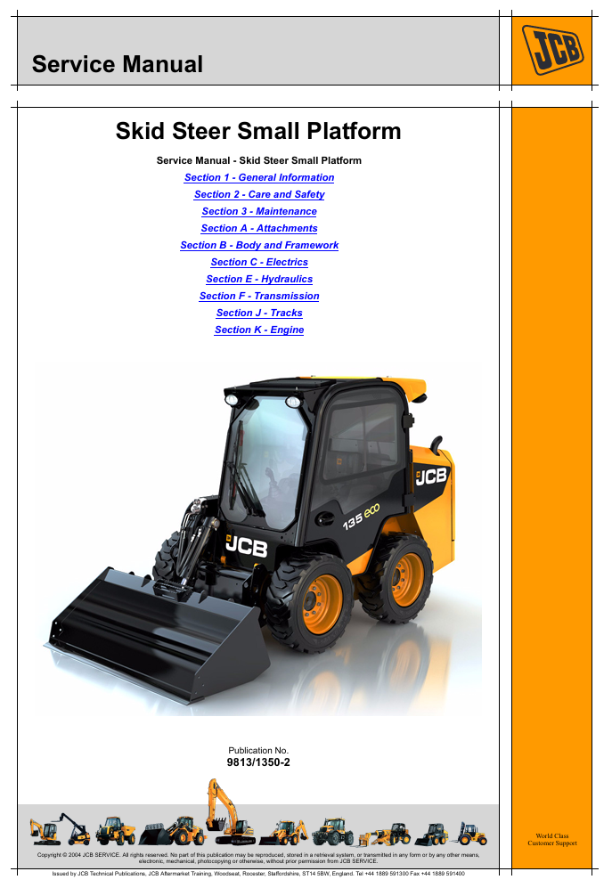 Service repair manual for JCB 205 Skid Steer Loader, detailing maintenance and troubleshooting procedures