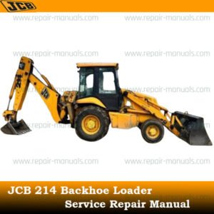 JCB 214 Backhoe Loader Service Repair Manual cover featuring the model and technical illustrations for maintenance guidance