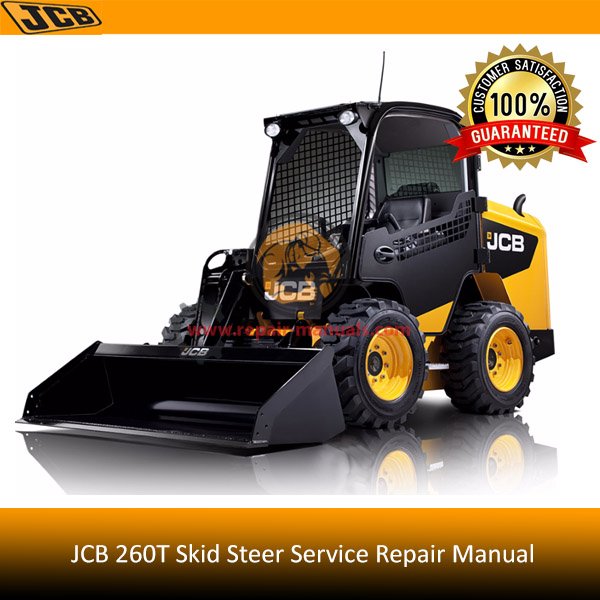 JCB 260T Skid Steer Service Repair Manual cover featuring the model and technical illustrations for maintenance guidance