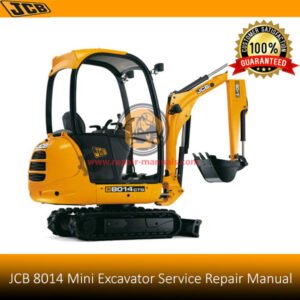 JCB 8014 Mini Excavator Service Repair Manual cover featuring the model and technical illustrations for maintenance guidance