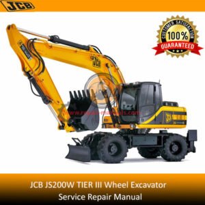 Service Repair Manual for JCB JS200W Wheel Excavator, showcasing the equipment and essential maintenance information