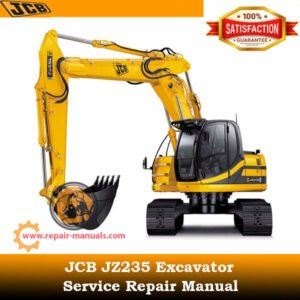 JCB JZ235 Excavator Service Repair Manual cover featuring the model and technical illustrations for maintenance guidance