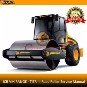 Service Repair Manual for JCB VM RANGE Road Roller, showcasing the roller's design and essential maintenance information