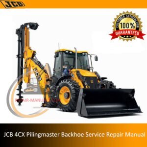 Service repair manual for JCB 4CX Pilingmaster Backhoe Loader, showcasing essential maintenance information