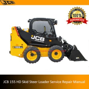 JCB 155 HD Skid Steer Loader service repair manual cover featuring the loader and technical illustrations