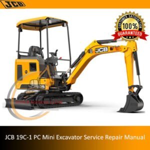 JCB 19C-1 PC Mini Excavator service repair manual cover featuring the model and technical illustrations