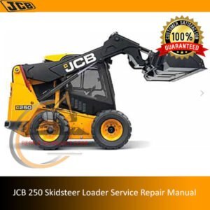 Service Repair Manual for JCB 250 Skidsteer Loader, showcasing the loader and detailed diagrams for maintenance