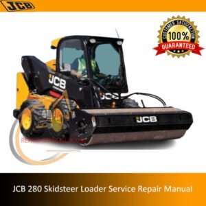 Service Repair Manual for JCB 280 Skidsteer Loader, showcasing the loader and detailed diagrams for maintenance