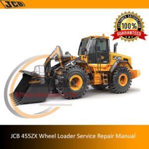 Service Repair Manual for JCB 455ZX Wheel Loader, showcasing diagrams and maintenance instructions