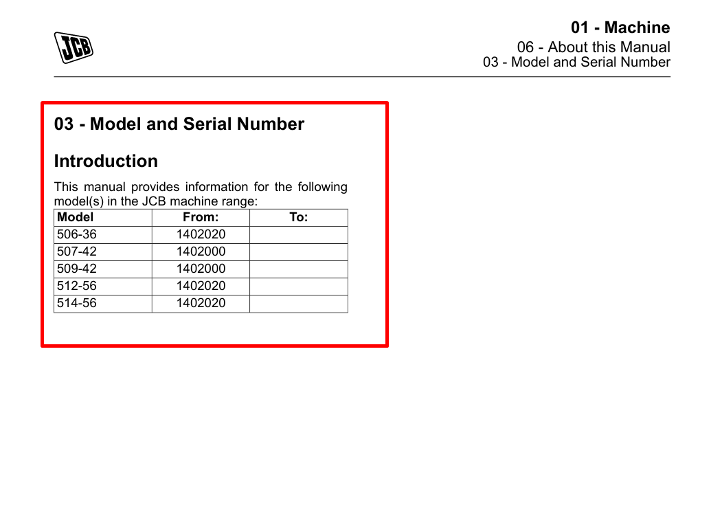 Detailed repair manual for JCB 509-42Telehandler, offering guidance on service and maintenance tasks