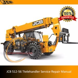 JCB 512-56 Telehandler service repair manual cover featuring the model and technical illustrations
