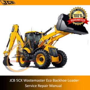 Service repair manual for JCB 5CX Wastemaster Eco Backhoe Loader, showcasing diagrams and maintenance instructions