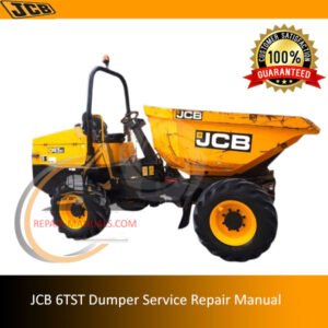 JCB 6TST Dumper Service Repair Manual cover featuring the model and technical illustrations for maintenance guidance