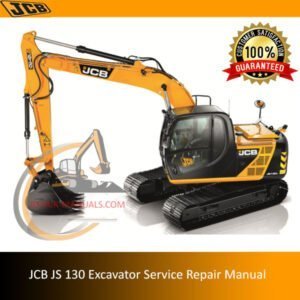 JCB JS 130 Excavator Service Repair Manual cover featuring the model and technical illustrations for maintenance guidance