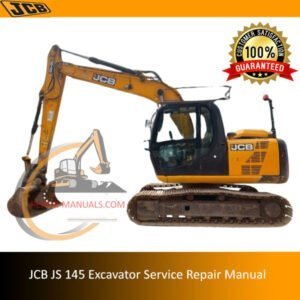 JCB JS145 Excavator Service Repair Manual, displaying the title and relevant technical graphics for maintenance guidance