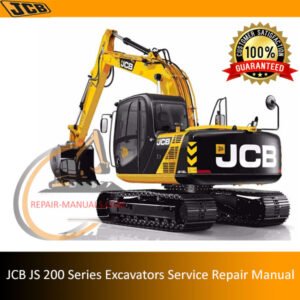Service Repair Manual for JCB JS 200 Series Excavators, showcasing detailed diagrams and maintenance instructions