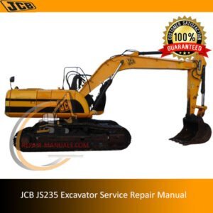 JCB JS235 Excavator Service Repair Manual, showcasing the title and key repair guidelines for effective maintenance