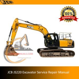 JCB JS220 Excavator Service Repair Manual cover featuring the model and essential maintenance information