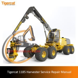 Tigercat 1185 Harvester Service Repair Manual cover featuring the model and technical illustrations for maintenance guidance