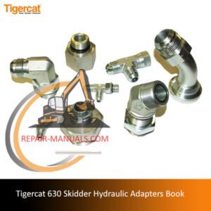 Tigercat 630 Skidder Hydraulic Adapters book cover featuring technical illustrations and specifications for hydraulic components