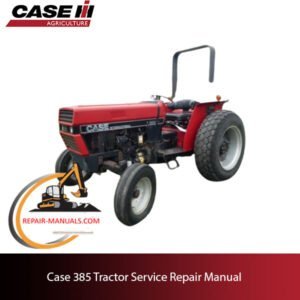 Case 385 Tractor Service Repair Manual cover featuring a detailed illustration of the tractor and service information