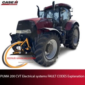 Diagram of PUMA 200 CVT electrical systems with explanations of various fault codes and their meanings