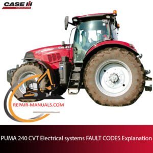Diagram of PUMA 240 CVT electrical systems with explanations of various fault codes and their meanings