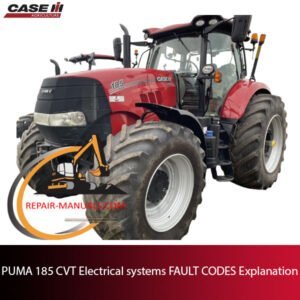 Diagram of PUMA 185 CVT electrical systems with explanations of various fault codes and their meanings