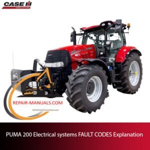 Diagram of PUMA 200 electrical systems with explanations of various fault codes and their meanings