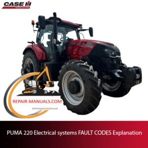 Diagram of PUMA 220 electrical systems showing fault codes and their explanations for troubleshooting