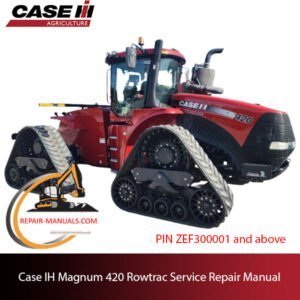 Cover of the service repair manual for Case IH 420 Rowtrac tractor, including troubleshooting and maintenance guidelines
