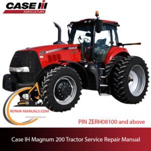 Cover of the service repair manual for Case IH Magnum 200 tractor, including troubleshooting and repair information