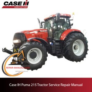 Service repair manual cover for Case IH Puma 215 tractor, featuring technical diagrams and maintenance instructions