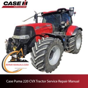 Service repair manual cover for Case IH Puma 220 CVX tractor, featuring technical diagrams and maintenance instructions