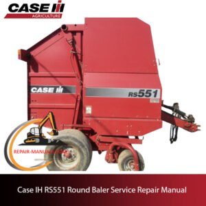 Case IH RS551 Round Baler service repair manual, showcasing diagrams and step-by-step repair procedures for maintenance