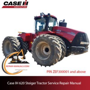 Service repair manual cover for Case IH 620 Steiger tractor, featuring detailed maintenance and repair instructions